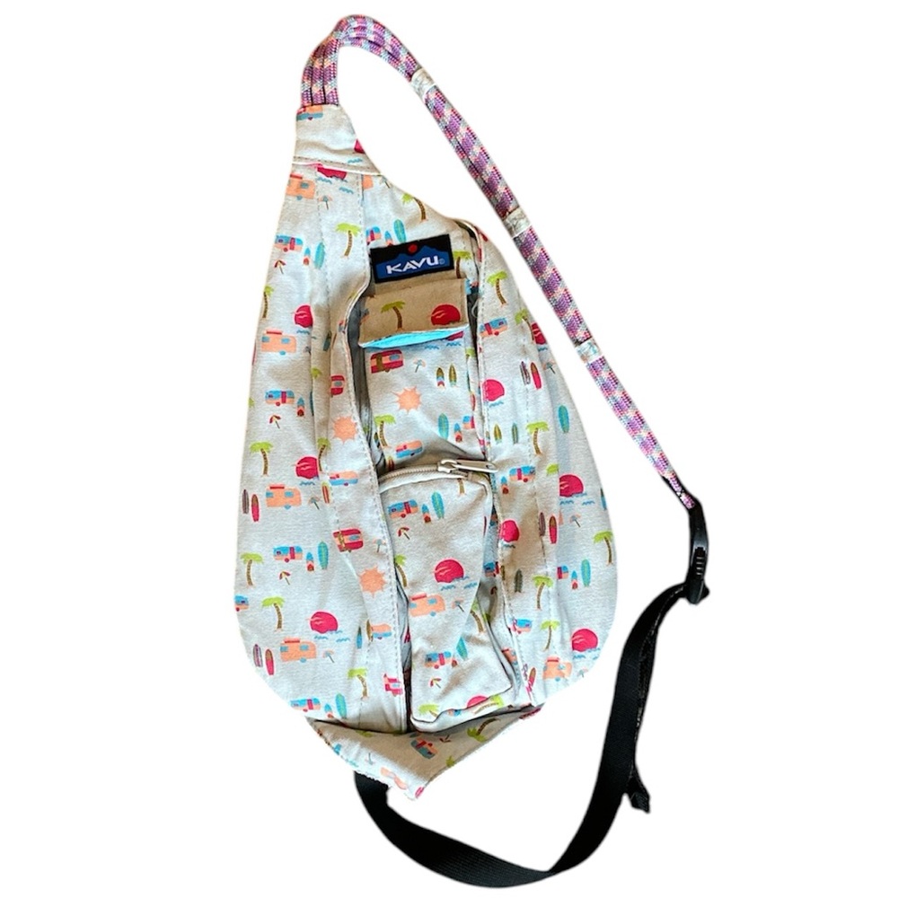 Kavu Rope Slingback Beach Camper Themed Bag, Light Blue, 4 Pockets